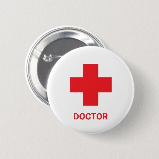 Doctor MEDIC & First Aid, Cross, Ambulance,  Ronde Button 5,7 Cm (Voorkant /achterkant)