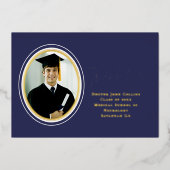 Doctor Medical Afstuderen Elegant Navy Dank u Folie Uitnodiging (Voorkant)