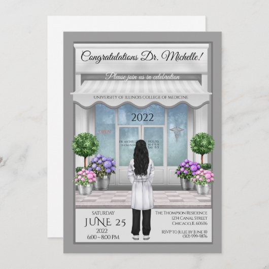 Doctor Medical Afstuderen Uitnodiging (Voorkant / Achterkant)