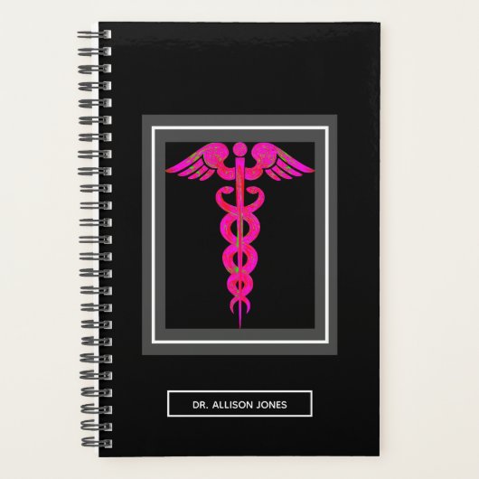 Doctor Medical Black Pink Caduceus Persoonlijk Planner