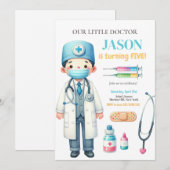 Doctor Medical Kids Uitnodiging voor verjaardagsfe (Voorkant / Achterkant)