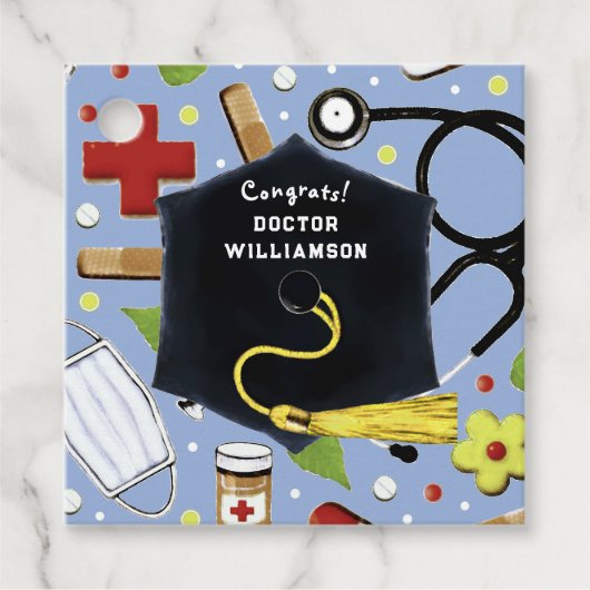 Doctor Medical School Afstudeerder Bedankjes Labels (Voorkant)