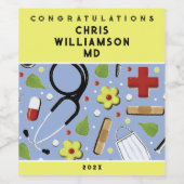 Doctor Medical School Afstuderen Wijn Etiket (Enkel label)