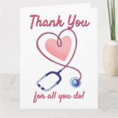 Doctor Medisch Hart Stethoscoop Verpleegkundige Bedankkaart (Voorkant)