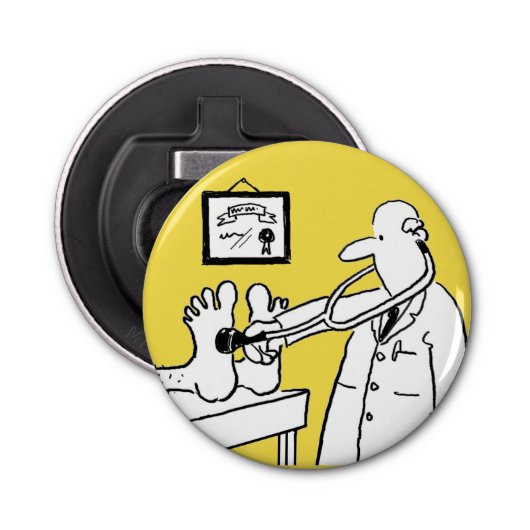 Doctor met Stethoscoop controlefunctie Button Flesopener (Voorkant)