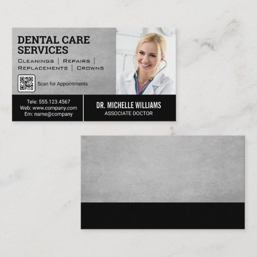 Doctor met Stethoscoop | sjabloon QR-code Visitekaartje (Voorkant / Achterkant)