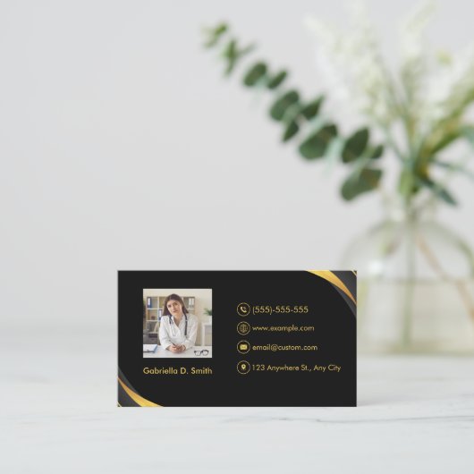 Doctor Modern Professioneel Zwart Visitekaartje (Staand voorkant)