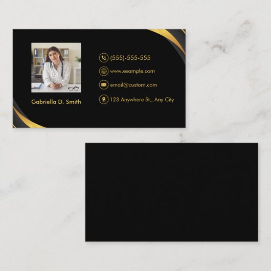 Doctor Modern Professioneel Zwart Visitekaartje (Voorkant / Achterkant)