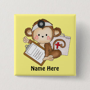 Doctor Monkey voeg woorden toe knop Vierkante Button 5,1 Cm