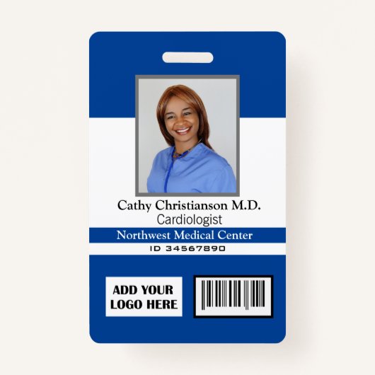 Doctor Naam Foto Logo Badge Scanner Code (Voorkant)