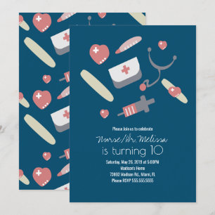 Doctor Nurse Birthday Party Medical Pattern Roze Kaart