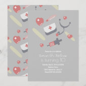 Doctor Nurse Birthday Party Medical Pattern Roze Kaart (Voorkant / Achterkant)