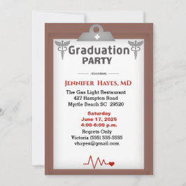 Doctor Nurse Brown Clipboard Graduparty Kaart