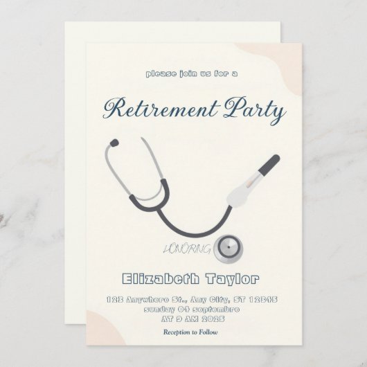 Doctor nurse retirement invitation kaart (Voorkant / Achterkant)