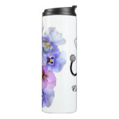 Doctor Nurse Stethoscoop Blue Pansy Floral Thermosbeker (Gedraaid links)