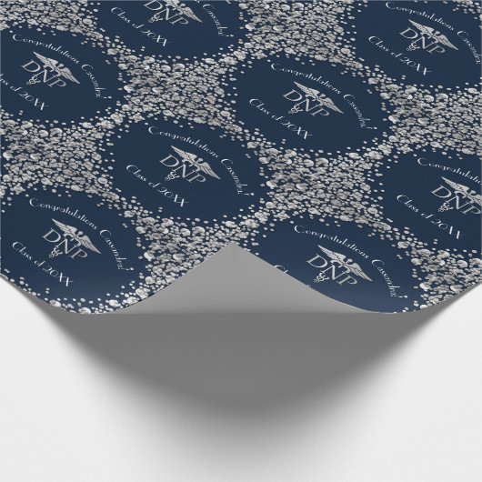 Doctor Nursing Practice Graduation NavyBlue Silver Cadeaupapier (Hoek)