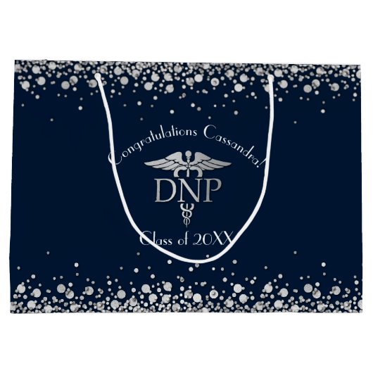 Doctor Nursing Practice Graduation NavyBlue Silver Groot Cadeauzakje (Achterkant)