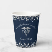 Doctor Nursing Practice Graduation NavyBlue Silver Papieren Bekers (Achterkant)