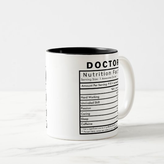 Doctor Nutrition Facts Statistics Funny Tweekleurige Koffiemok (Voorkant rechts)