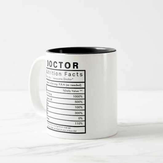 Doctor Nutrition Facts Statistics Funny Tweekleurige Koffiemok (Voorkant links)