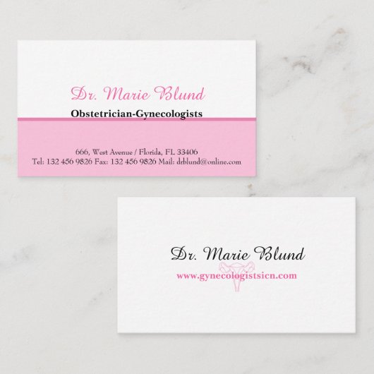 Doctor Obstetriciens-Gynaecologen Visitekaartje (Voorkant / Achterkant)