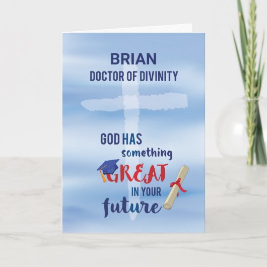 Doctor of Divinity Cross Blue Waterverf Kaart (Voorkant)