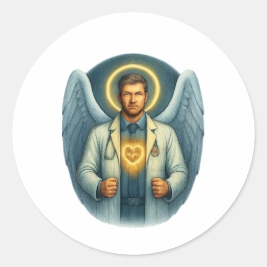 Doctor of Light - Angelic Healer Waterfles Ronde Sticker (Voorkant)