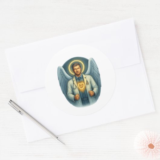 Doctor of Light - Angelic Healer Waterfles Ronde Sticker (Envelop)