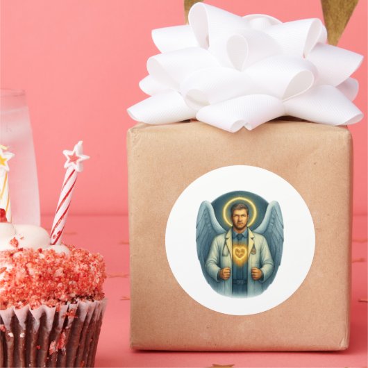 Doctor of Light - Angelic Healer Waterfles Ronde Sticker (Feest)