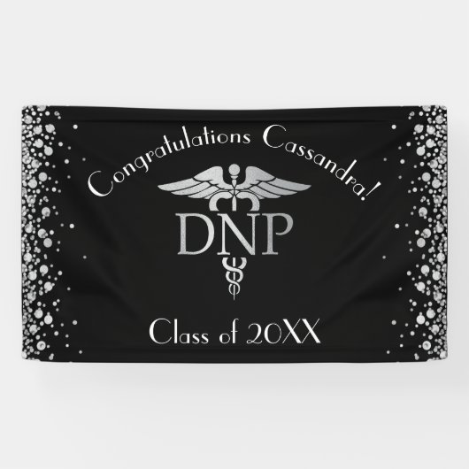 Doctor of Nursing Practice Afstuderen Zwart Zilver Spandoek (Horizontaal)