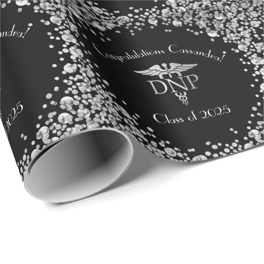 Doctor of Nursing Practice Graduation Black Silver Cadeaupapier (Rol Hoek)