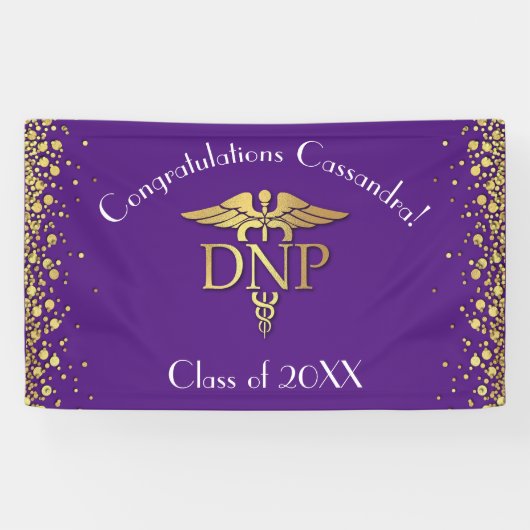 Doctor of Nursing Practice Graduation Purple Gold Spandoek (Horizontaal)