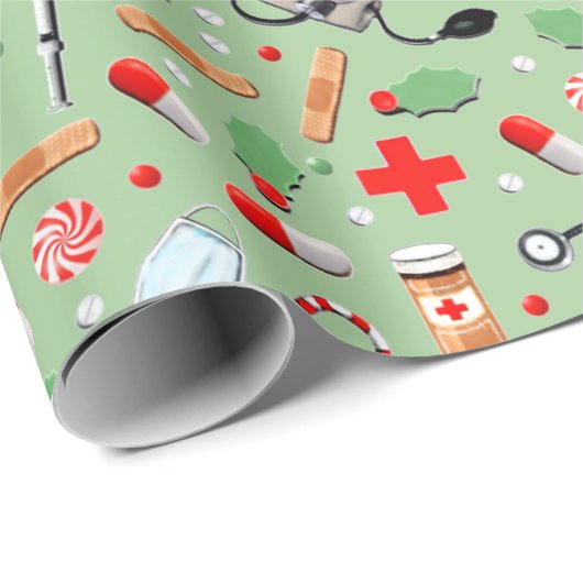 Doctor of verpleegkundige kerstfeestdag Gift Wrapp Cadeaupapier (Rol Hoek)