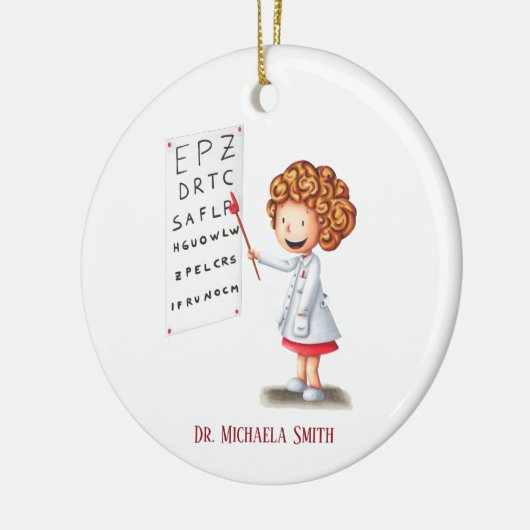 Doctor Optometrist Meisje Kerstfoto Keramisch Ornament (Links)