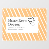 Doctor Oranje strepen Persoonlijk adres Raamsticker (Vel)