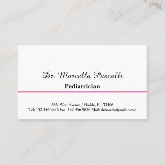 Doctor Pediatrische arts Roze Visitekaartje (Voorkant)