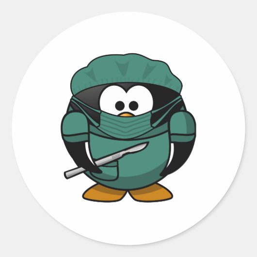 Doctor Penguin Ronde Sticker (Voorkant)