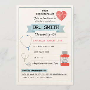 Doctor Prescription Dr. Birthday Party Medical Kaart