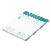 Doctor Prescription Teal Medical RX Pad Notitieblok (Linkerzijde)