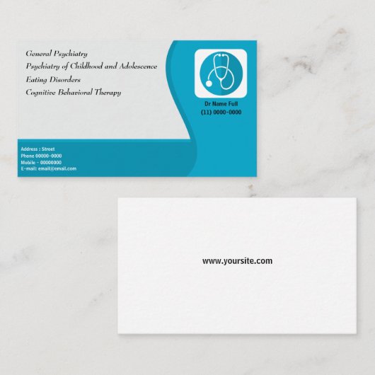 Doctor Psychiatrist Blue Logo Grey Visitekaartje (Voorkant / Achterkant)