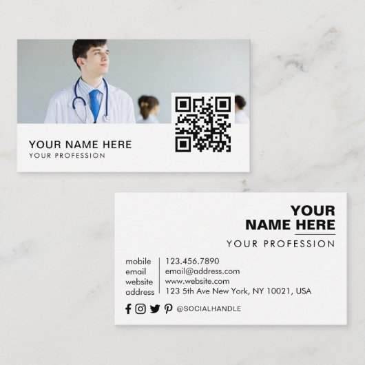 Doctor QR-code Visitekaartje (Voorkant / Achterkant)