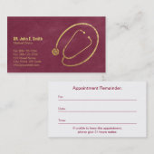 Doctor, Red Canvas Gouden Stethoscoop Afspraak Afsprakenkaartje (Voorkant / Achterkant)