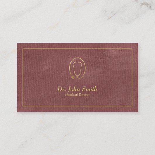 Doctor, Reddish Canvas Golden Lijst & Stethoscoop Afsprakenkaartje (Voorkant)