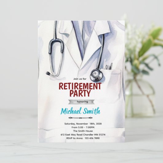 Doctor retirement invitation kaart (Staand voorkant)