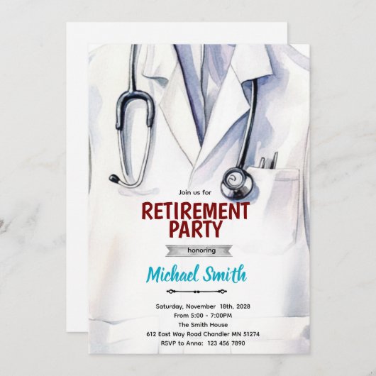Doctor retirement invitation kaart (Voorkant / Achterkant)