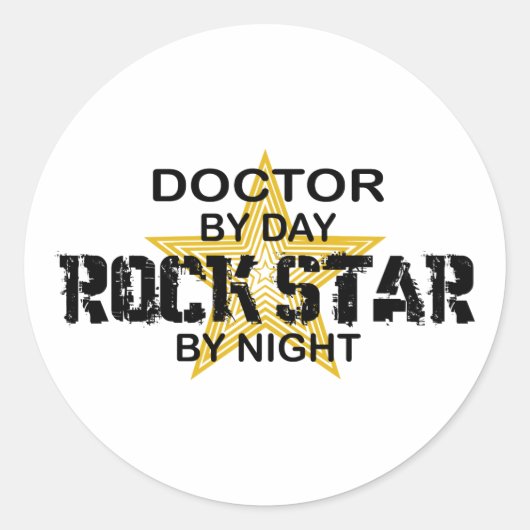 Doctor Rock Star Night Ronde Sticker (Voorkant)