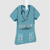 Doctor Scrubs Blauw Shirt Stethoscoop Kerst Ornament (voorkant)
