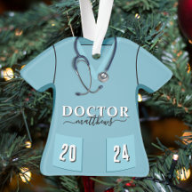 Doctor Scrubs Blauw Shirt Stethoscoop Kerst