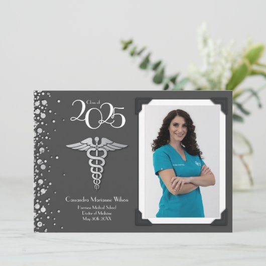 Doctor Silver Afstuderen Aankondiging grijs (Staand voorkant)