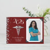 Doctor Silver Afstuderen Aankondiging Maroon Foto (Staand voorkant)